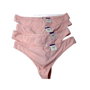 Lot Bundle of 4 Thong Panties Underwear Womens XXL Pink Ribbed PInk NEW